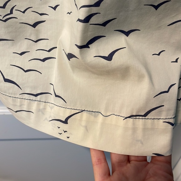 Vintage BCBG BLUE CREAM BIRD PRINT BELTED DRESS SIZE SMALL Kimono style belt - Picture 4 of 14